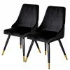 Jack & Alice Chaises capitonnées Loix (lot de 2) - Velours / Acier - Noir