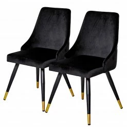 Jack & Alice Chaises capitonnées Loix (lot de 2) - Velours / Acier - Noir