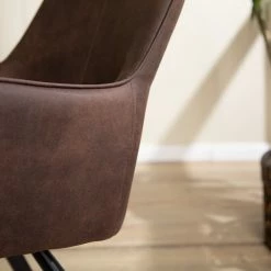 Mørteens Chaise à accoudoirs Ternes - Microfibre / Acier - Marron foncé / Noir -Chaises Boutique 1000235383 220517 031 DETAILS P000000001000235383