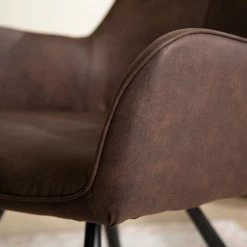 Mørteens Chaise à accoudoirs Ternes - Microfibre / Acier - Marron foncé / Noir -Chaises Boutique 1000235383 220517 032 DETAILS P000000001000235383