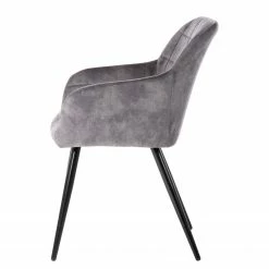 Jack & Alice Chaise à accoudoirs Vieville - Velours / Acier - Gris foncé / Noir -Chaises Boutique 1000235392 210818 08500400050 DETAILS P000000001000235392
