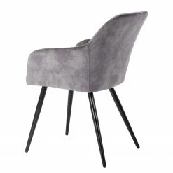 Jack & Alice Chaise à accoudoirs Vieville - Velours / Acier - Gris foncé / Noir -Chaises Boutique 1000235392 210818 08500400051 DETAILS P000000001000235392