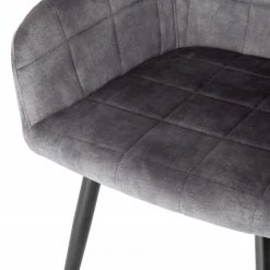 Jack & Alice Chaise à accoudoirs Vieville - Velours / Acier - Gris foncé / Noir -Chaises Boutique 1000235392 210818 08500400053 DETAILS P000000001000235392