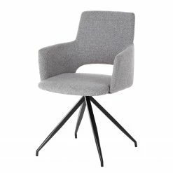 Mørteens Chaise à accoudoirs Publier - Tissu / Acier - Gris chiné / Noir