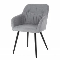 Mørteens Chaise à accoudoirs Senon - Tissu / Acier - Gris chiné / Noir