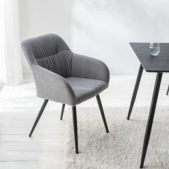 Mørteens Chaise à accoudoirs Senon - Tissu / Acier - Gris chiné / Noir -Chaises Boutique 1000235395 220622 021 MOOD DETAILS P000000001000235395 mood