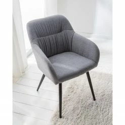 Mørteens Chaise à accoudoirs Senon - Tissu / Acier - Gris chiné / Noir -Chaises Boutique 1000235395 220622 022 MOOD DETAILS P000000001000235395 mood