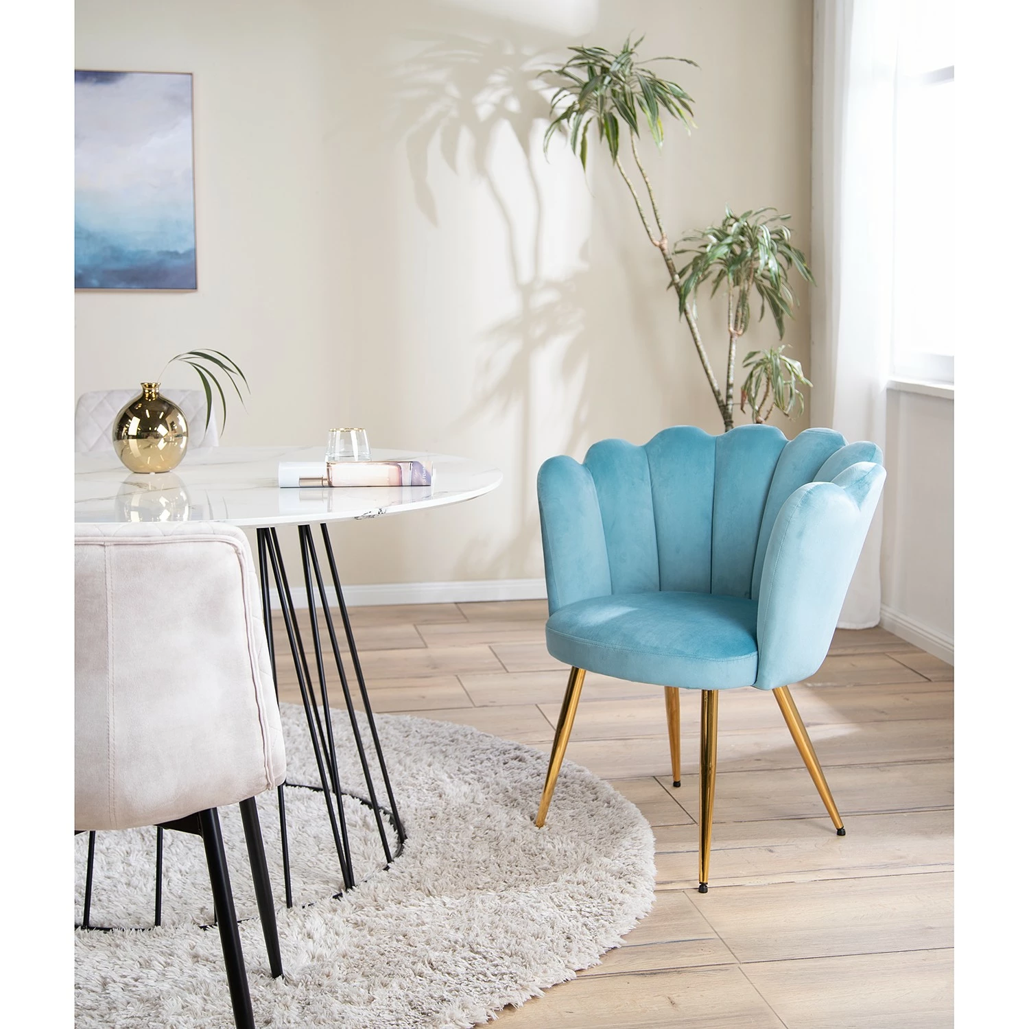 Jack & Alice Chaise à accoudoirs Rivolet - Bleu clair 4 Jack & Alice Chaise à accoudoirs Rivolet - Bleu clair – Image 2