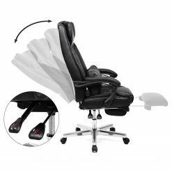 Loftscape Chaise de bureau Flers - Imitation cuir / Acier inoxydable - Noir -Chaises Boutique 1000235719 210118 06421800149 DETAILS P000000001000235719