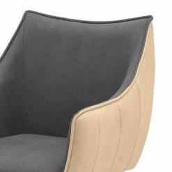Ars manufacti Chaise à accoudoirs Noyack (lot de 2) - Microfibre / Métal - Gris et Beige / Anthracite -Chaises Boutique 1000240191 210106 06545300003 DETAILS P000000001000240191