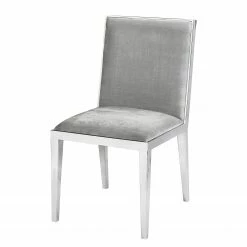 Velvet Studio Chaise capitonnée Le Marin - Velours / Acier inoxydable - Gris clair / Argenté