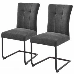 Loftscape Chaises cantilever Callian (lot de 2) - Chenille - Anthracite - Noir
