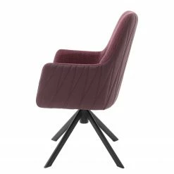 Loftscape Chaises à accoudoirs Fleurey (lot de 2) - Chenille et microfibre / Acier - Rouge Bordeaux -Chaises Boutique 1000242027 210202 13161200146 DETAILS P000000001000242027