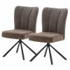 Fredriks Chaises Arleta II (lot de 2) - Microfibre et tissu structuré / Acier - Cappuccino