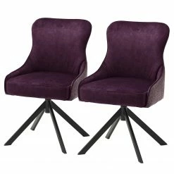 Fredriks Chaises Stalewell I (lot de 2) - Microfibre et tissu structuré / Acier - Bordeaux