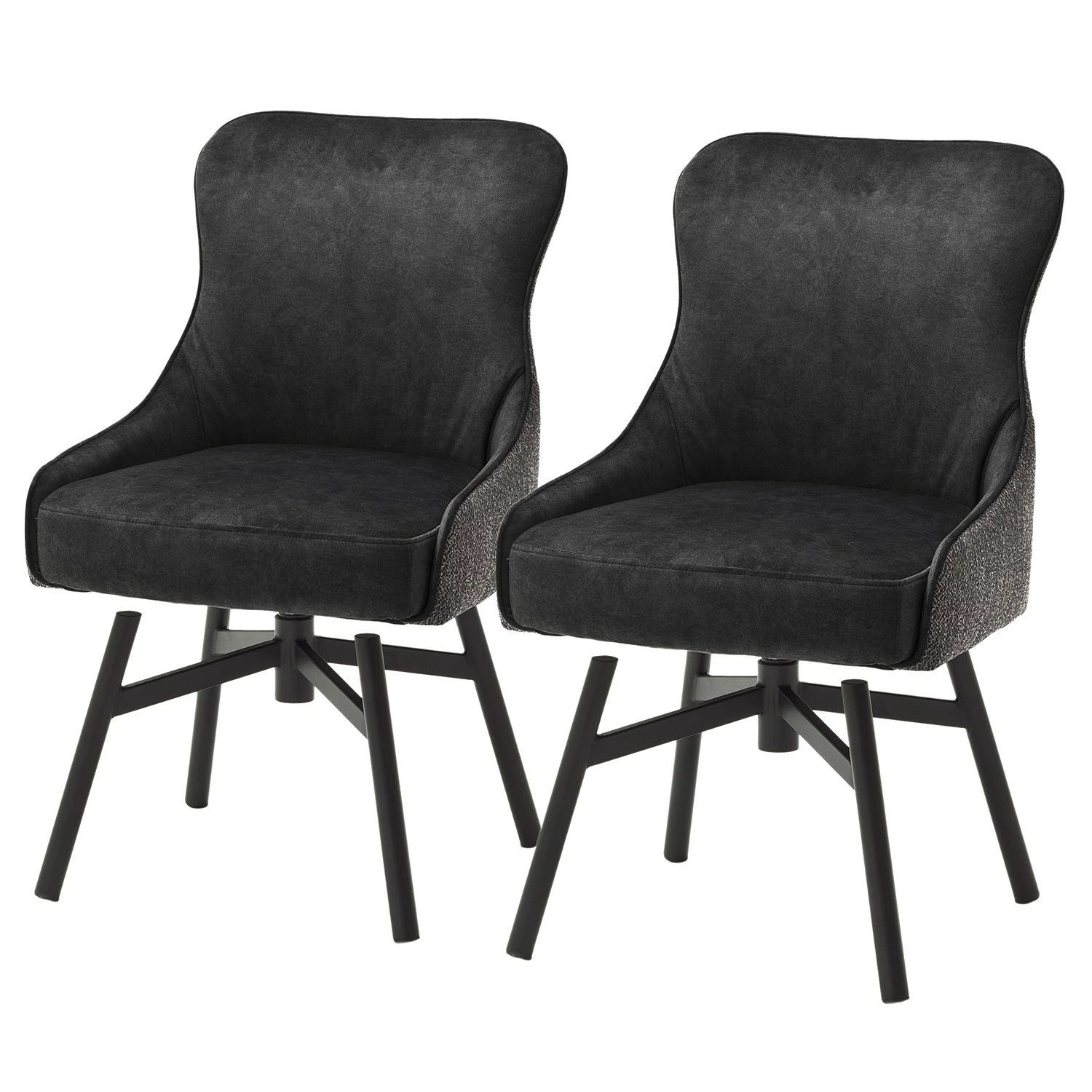 Fredriks Chaises Stalewell II (lot de 2) - Microfibre et tissu structuré / Acier - Anthracite 3 Fredriks Chaises Stalewell II (lot de 2) - Microfibre et tissu structuré / Acier - Anthracite