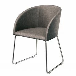 Now! by hülsta Chaise à accoudoirs hülsta now S19-1 - Tissu structuré / Acier - Marron chiné