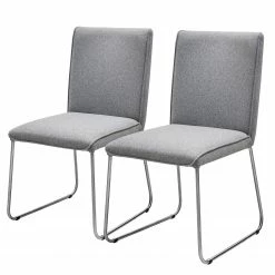 Now! by hülsta Chaises hülsta now S21-1 (lot de 2) - Tissé à plat / Acier - Gris