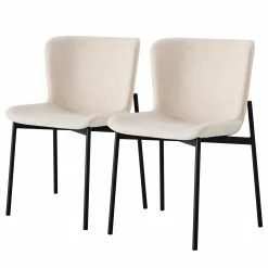 Jack & Alice Chaises Mouzon I (lot de 2) - Velours / Fer - Crème