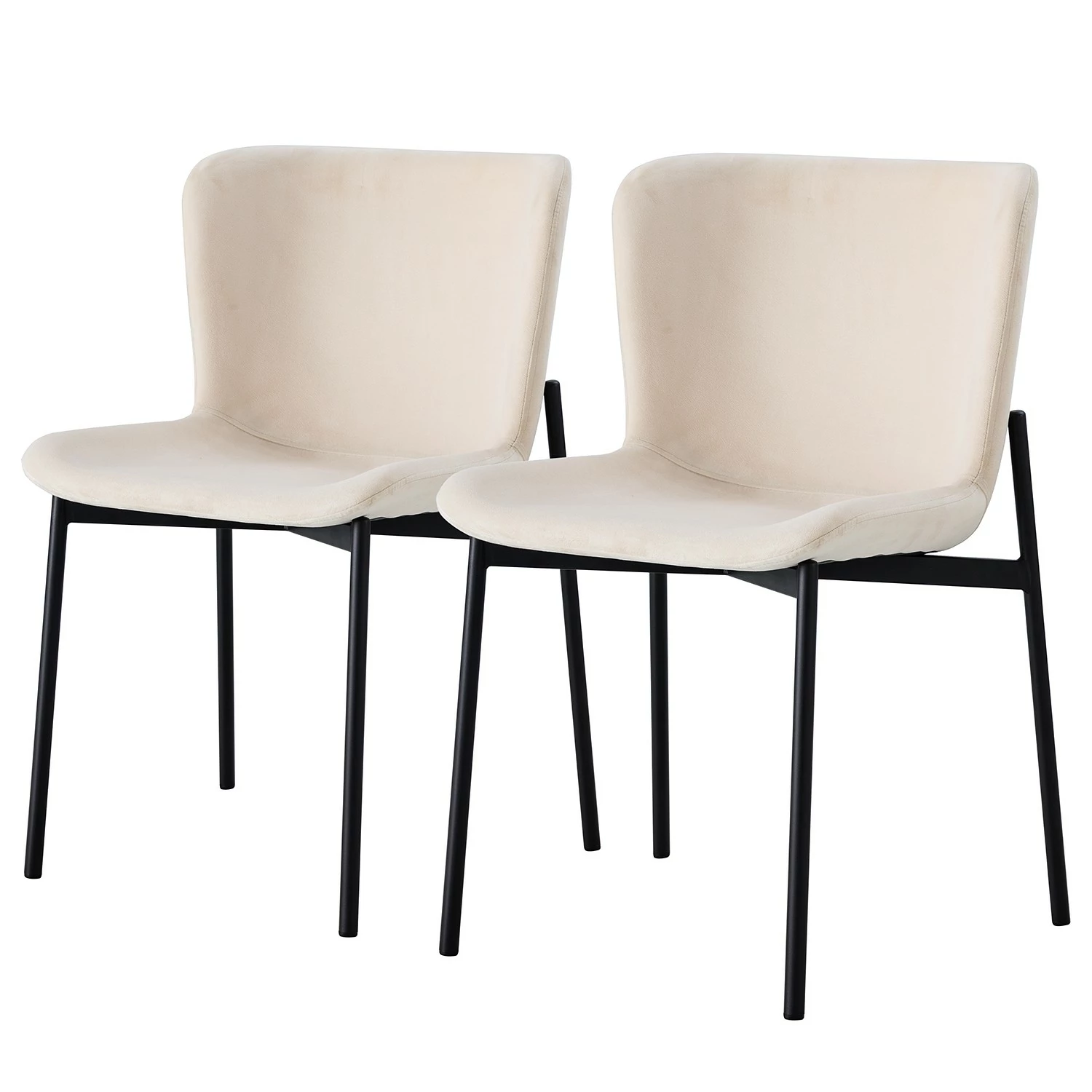 Jack & Alice Chaises Mouzon I (lot de 2) - Velours / Fer - Crème 3 Jack & Alice Chaises Mouzon I (lot de 2) - Velours / Fer - Crème