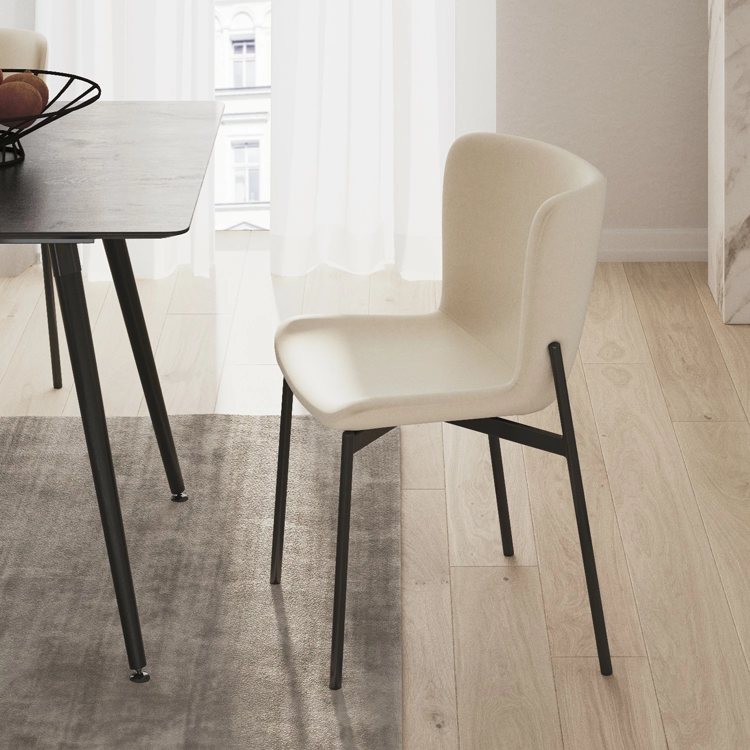 Jack & Alice Chaises Mouzon I (lot de 2) - Velours / Fer - Crème 5 Jack & Alice Chaises Mouzon I (lot de 2) - Velours / Fer - Crème – Image 3