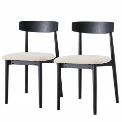 Mørteens Chaises Lolif I (lot de 2) - Tissu / Chêne massif - Beige / Noir