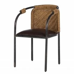 Chaises Soldes 2022 7 Ars manufacti Chaise à accoudoirs Dissay - Jute tressé / Fer - Naturel / Noir