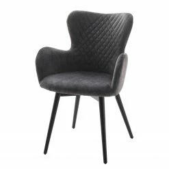 Loftscape Chaises à accoudoirs Mettray - Tissage à plat / Hêtre massif - Anthracite