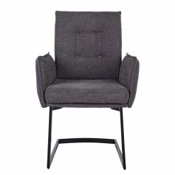 Jack & Alice Chaise cantilever Lecelles - Tissu / Métal - Gris foncé -Chaises Boutique 1000255021 220401 030 DETAILS P000000001000255021