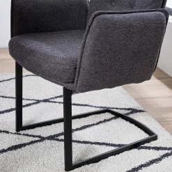 Jack & Alice Chaise cantilever Lecelles - Tissu / Métal - Gris foncé -Chaises Boutique 1000255021 220401 040 DETAILS P000000001000255021