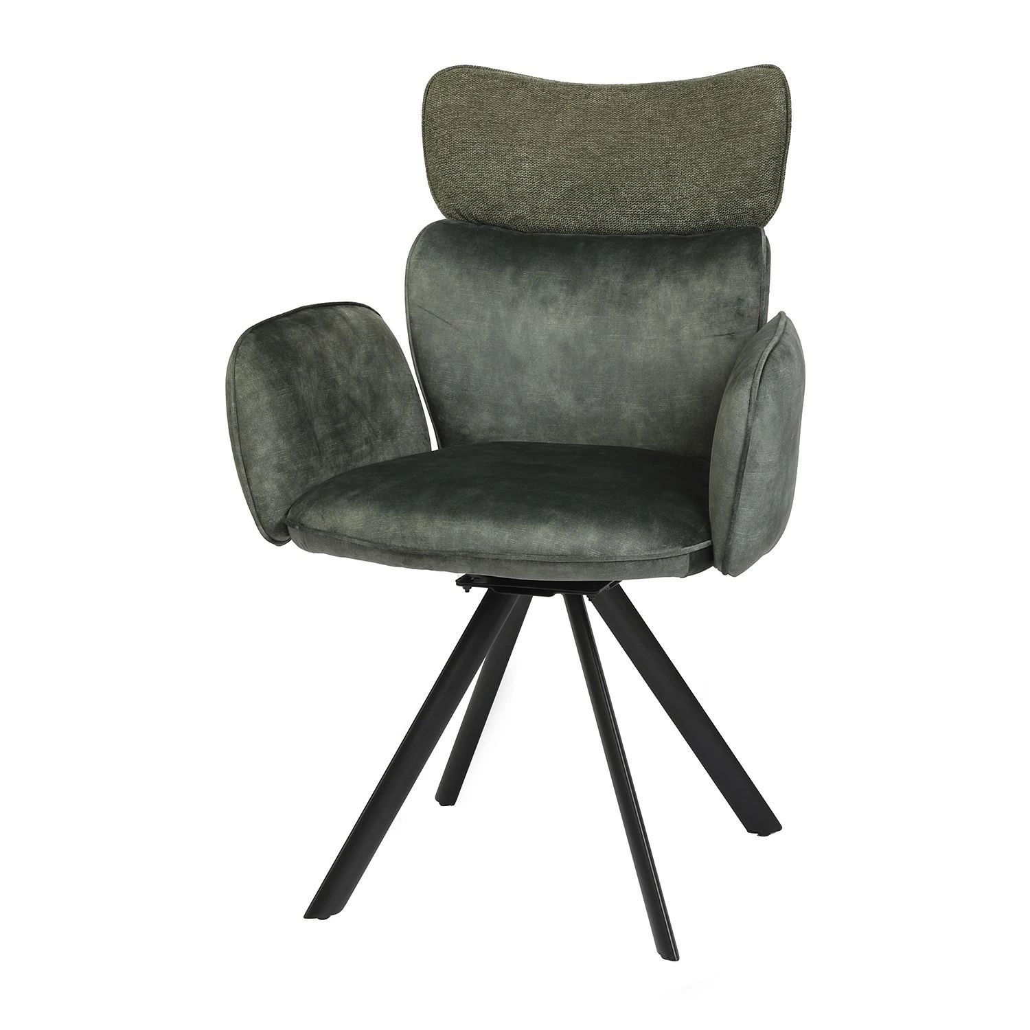 Jack & Alice Chaise à accoudoirs Aveluy - Velours et tissu / Métal - Vert foncé 3 Jack & Alice Chaise à accoudoirs Aveluy - Velours et tissu / Métal - Vert foncé