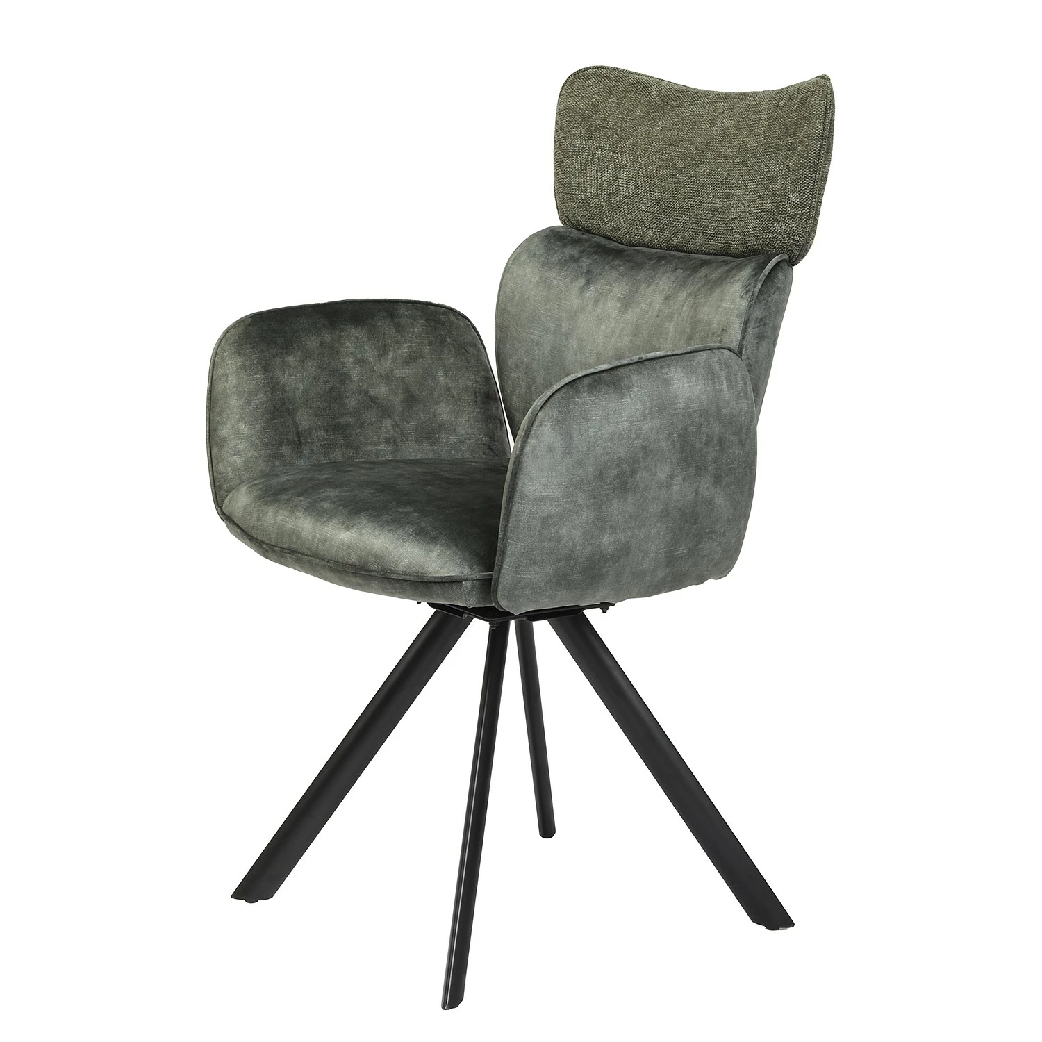 Jack & Alice Chaise à accoudoirs Aveluy - Velours et tissu / Métal - Vert foncé 6 Jack & Alice Chaise à accoudoirs Aveluy - Velours et tissu / Métal - Vert foncé – Image 4