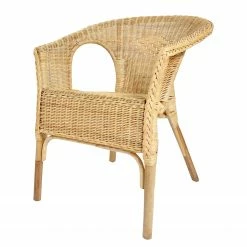 Ars Natura Chaise à accoudoirs Biville - Rotin - Naturel