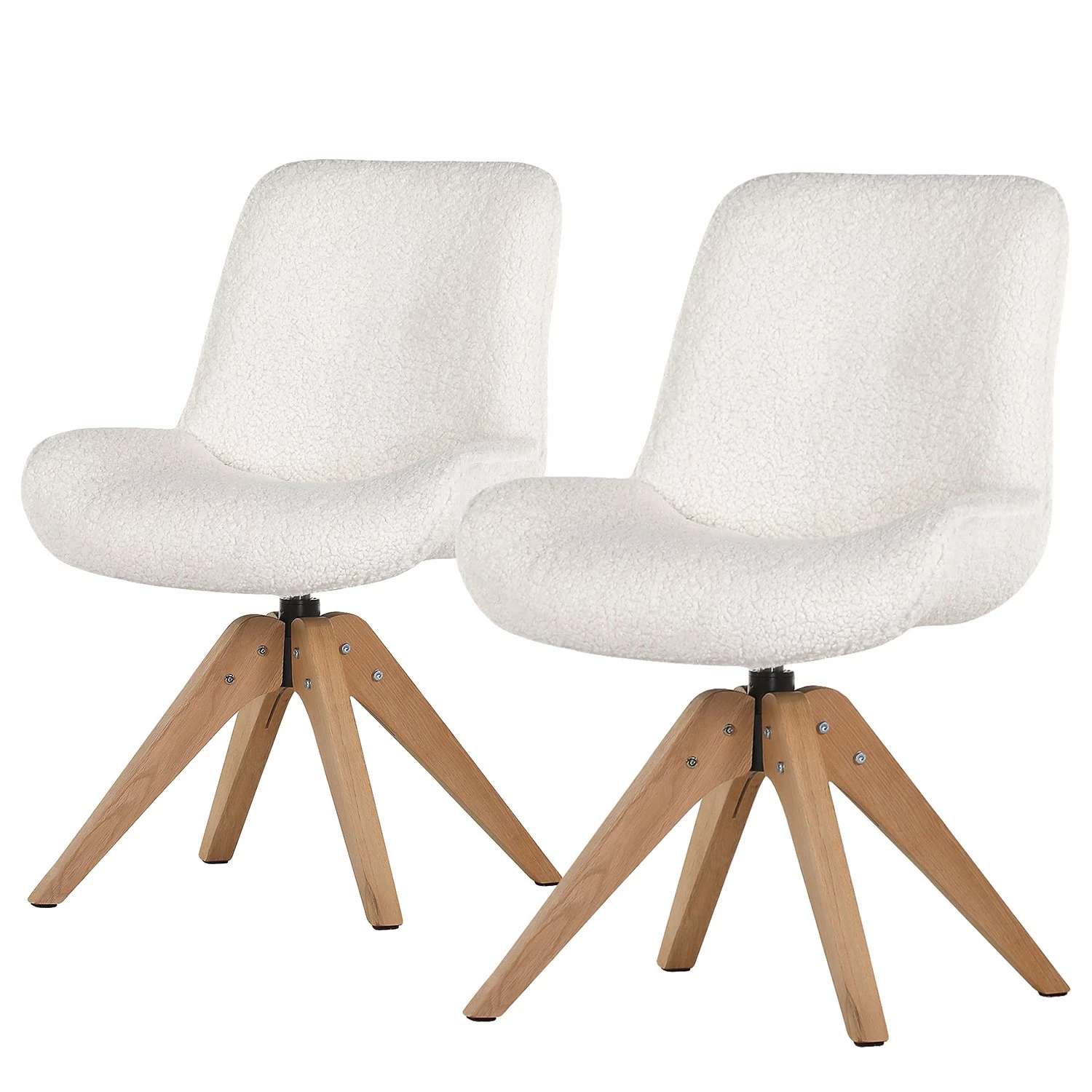 Red Living Chaises capitonnées Bonlieu (lot de 2) - Bouclé / Chêne massif - Blanc / Chêne 3 Red Living Chaises capitonnées Bonlieu (lot de 2) - Bouclé / Chêne massif - Blanc / Chêne