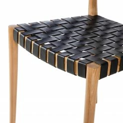 Ars manufacti Chaise Cerro - Cuir véritable / Teck massif - Noir / Teck -Chaises Boutique 1000257228 220818 033 DETAILS P000000001000257228