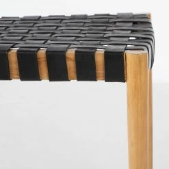 Ars manufacti Chaise Cerro - Cuir véritable / Teck massif - Noir / Teck -Chaises Boutique 1000257228 220818 034 DETAILS P000000001000257228