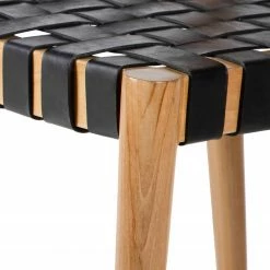 Ars manufacti Chaise Cerro - Cuir véritable / Teck massif - Noir / Teck -Chaises Boutique 1000257228 220818 036 DETAILS P000000001000257228