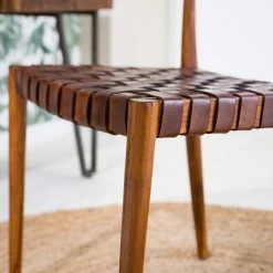 Ars manufacti Chaise Cerro - Cuir véritable / Teck massif - Cognac -Chaises Boutique 1000257232 220614 035 DETAILS P000000001000257232