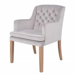 Maison Belfort Chaise à accoudoirs Austin II - Gris clair - Chêne clair