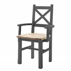 Maison Belfort Chaise à accoudoirs Balignton - Pin massif - Gris