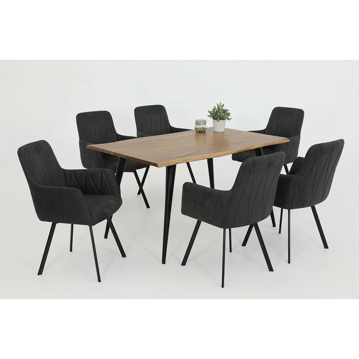 Red Living Chaises à accoudoirs Kivioli (lot de 2) - Microfibre / Acier - Anthracite / Noir 4 Red Living Chaises à accoudoirs Kivioli (lot de 2) - Microfibre / Acier - Anthracite / Noir – Image 2