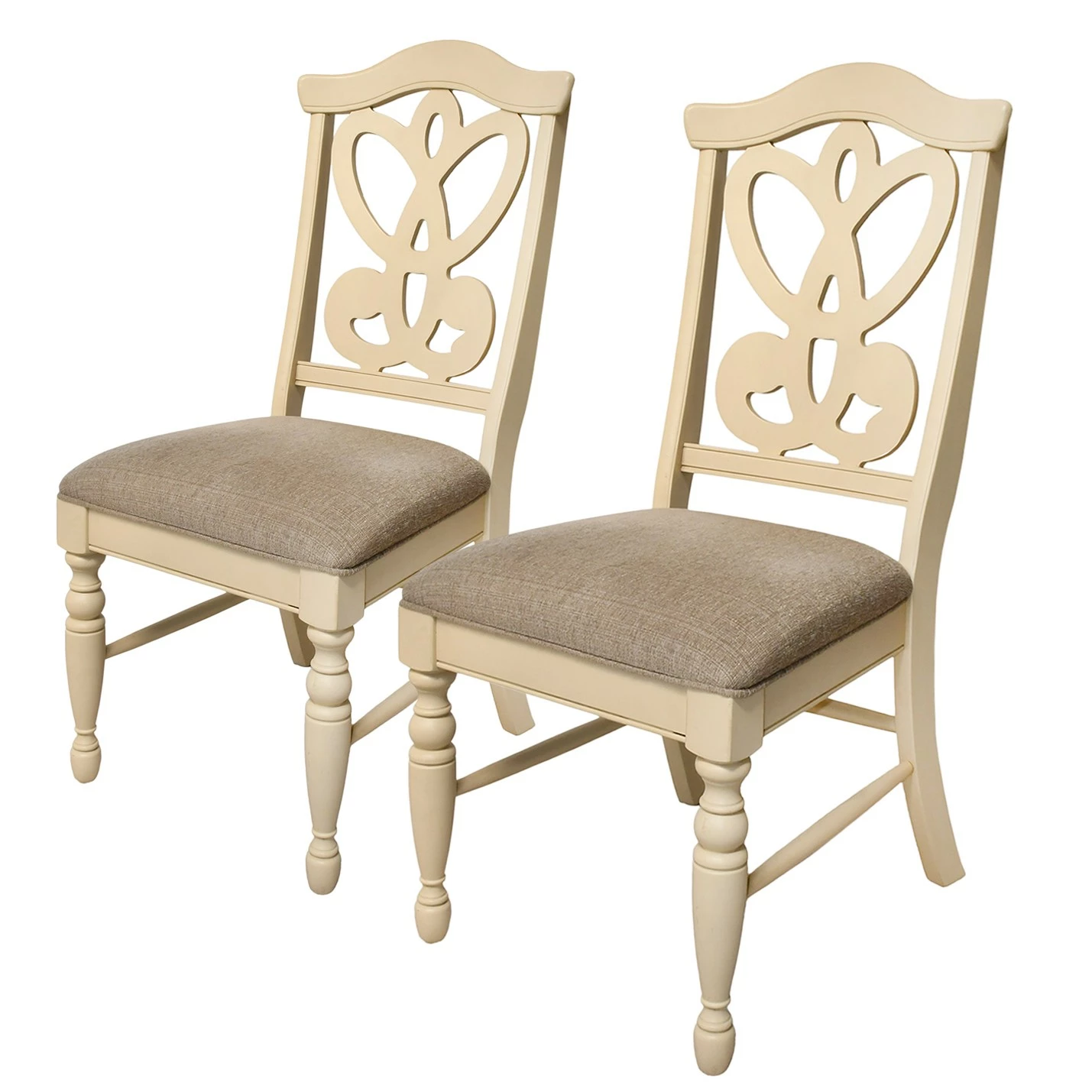 Ridgevalley Chaises Nouro (lot de 2) - Tissu / Peuplier massif - Beige chiné / Blanc crème 3 Ridgevalley Chaises Nouro (lot de 2) - Tissu / Peuplier massif - Beige chiné / Blanc crème