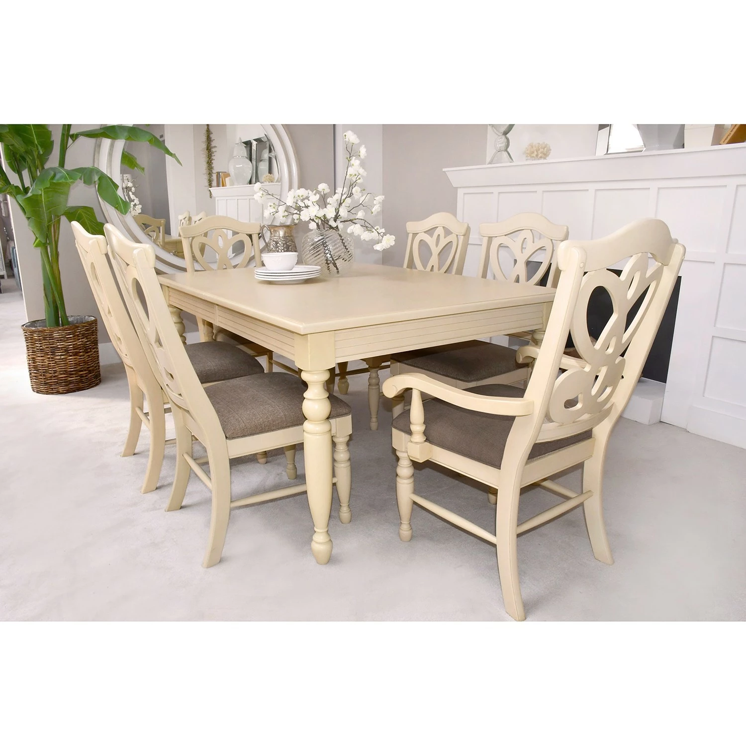 Ridgevalley Chaises Nouro (lot de 2) - Tissu / Peuplier massif - Beige chiné / Blanc crème 4 Ridgevalley Chaises Nouro (lot de 2) - Tissu / Peuplier massif - Beige chiné / Blanc crème – Image 2
