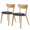 Norrwood Chaises Ellie (lot de 2) - Imitation cuir / Chêne massif - Noir / Chêne