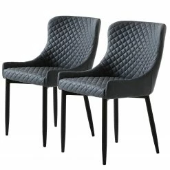 Red Living Chaises Elbi I (lot de 2) - Imitation cuir / Métal - Anthracite / Noir
