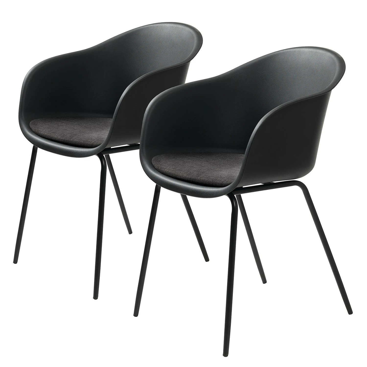 Red Living Chaises à accoudoirs Eva (lot de 2) - Noir 3 Red Living Chaises à accoudoirs Eva (lot de 2) - Noir