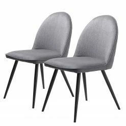 Red Living Chaises Delvin (lot de 2) - Tissu / Métal - Gris / Noir