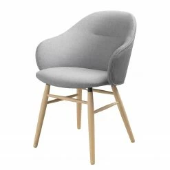 Norrwood Chaise à accoudoirs Epalia - Tissu / Chêne massif - Gris clair / Chêne