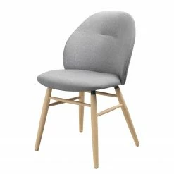 Norrwood Chaise Epalia - Tissu / Chêne massif - Gris clair / Chêne