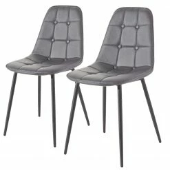 Red Living Chaises capitonnées Aline (lot de 2) - Gris